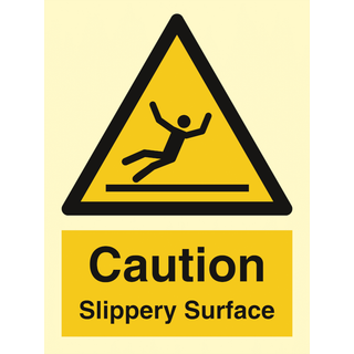 Caution slippery surface - Efterlysende plast HI150 - 200 x 150 mm
