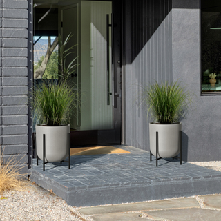 Veradek Mason Series hævede Lima Planter - Round Planter til gårdhave/balkon | Plastik og beton m/metalplante stand | Moderne d? Cor til planter