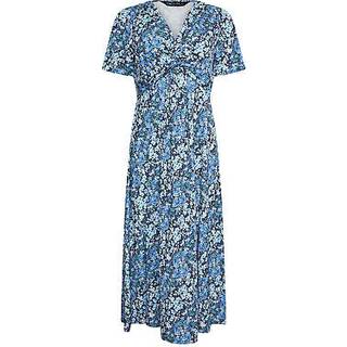 M & Co M & Co Blue Petite Ditsy Twist Front Jersey Dress