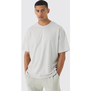 Mens Light Grey Oversized Basic Crew Neck T-shirt