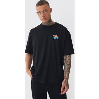 Mens Tall Oversized Tall OFCL 8 Ball Embroidered T-shirt In Black