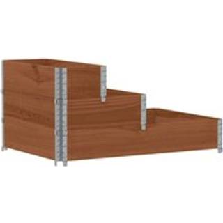 højbed 120x80 cm 3 niveauer massivt fyrretræ brun