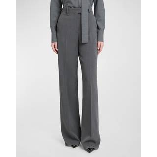 Valentino High-rise wool straight pants - grey - M