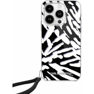 KARL LAGERFELD IML ZEBRA PATTERN & CORD COVER TIL IPHONE 15 PRO - SORT