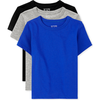 B?rnenes sted Baby Boy's og Toddler Basic Short Sleeve Tees Black/Gray/Blue 3-Pack
