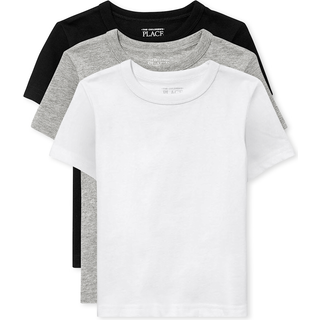 B?rnenes sted baby dreng og sm?b?rn grundl?ggende kort?rmet tees sort/gr?/hvid 3-pakke