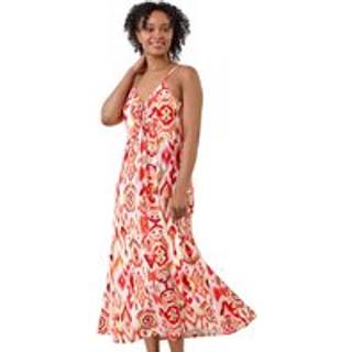 Roman Roman Orange Ruched Front Maxi Dress