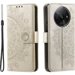 SKALO Xiaomi Redmi A3 Mandala Flip Cover - Guld