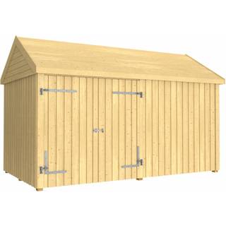 PLUS Classic Multi havehus i 2 moduler med dobbeltdør og lukket front, natur/nåletræ - 10 m²