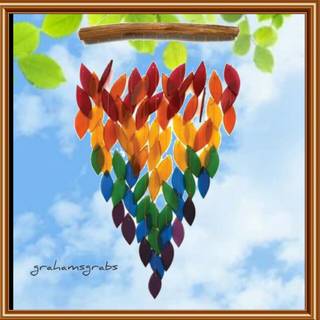 Blue Handworks Deluxe Waterfall & Driftwood Chime Sandblasted Glass og fundet træhåndlavet vindklokke