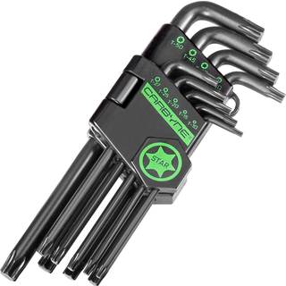 Carbyne Torx skruen?gle s?t (Torx Key Set/Star Wrench Set)-9 stykker lang arm T-10 til T-50 S2 st?l