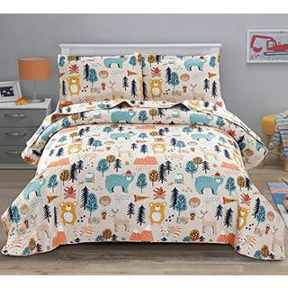 Quilt s?t dobbelt senget?ppet Coverlet Kids Twin Quilts Cartoon Bear Quilt Bedding Kids Quilt Bedning Forest Animal Bear Print Kids Quilt Collect
