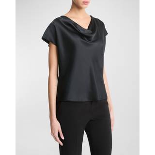 Vince Draped silk satin top - black - M