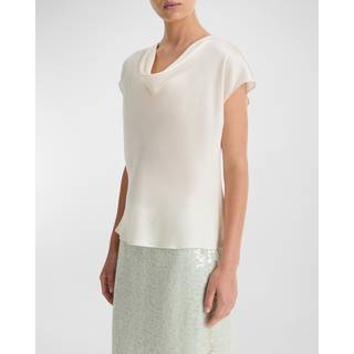 Vince Draped silk satin top - white - S