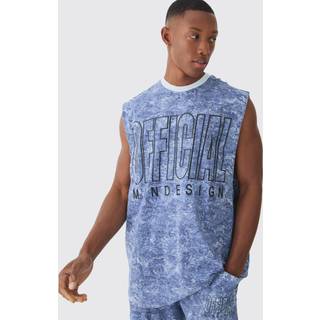 Mens Blue Oversized Official Concrete Printed vest