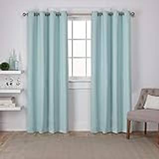 Eksklusivt hjemmesaten Twill Woven Room Darkering Blackout Grommet Top Curtain Panel Pair 52 """" X84 """" Seafoam