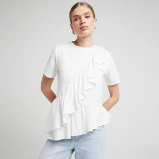 River Island River Island White Poplin Frill T-Shirt