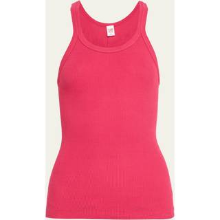 Re/Done Ribbed-knit cotton jersey tank top - red - L