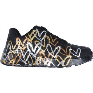 Skechers Uno Lite Sneakers Sort Med Metallic Hjerteprint - Str. 39