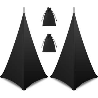 Oukmisk DJ -højttaler Stand Cover Black 360 graders stativskørt med opbevaringspose til scenegig -bryllup og banketbegivenhed - 2 pakke