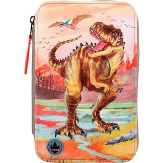 Depesche Dino World Triple Pencil Case LED Khaki Brown (412381)