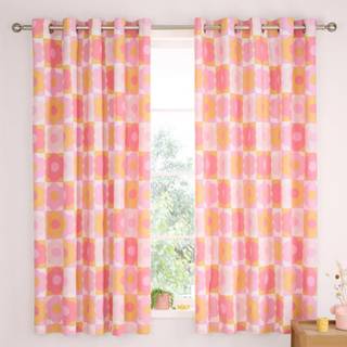 Catherine Lansfield Catherine Lansfield Pink Retro Daisy Reversible Lined Eyelet Eyelet Curtains