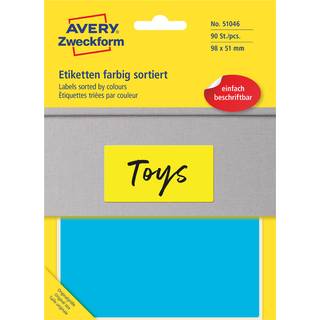 Avery 51046 Farvede etiketter 98x51mm 90 etiketter