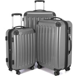 Alex - 3er Koffer-Set Hartschale Silber glänzend, TSA, (55cm, 65cm & 75cm), 235 Liter