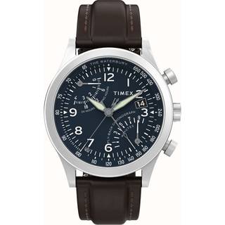 Timex Waterbury Traditional Fly-Back Chronograph Blue Dial Leather Strap Men’s Watch TW2W47900