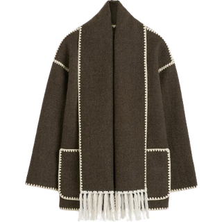 Toteme Embroidered wool-blend scarf jacket - brown - L