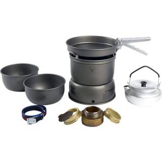 Spritbrænder Trangia 27 Small, 1000 W + 2 gryder, 1 stegepande &amp; vindskærm i HA / hårdanodiseret aluminium + 1 kaffekande + gribetang + rem, Uden brændstof