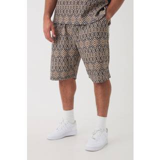 Mens Stone Plus Elasticated Waist Relaxed Jacquard Abstract Shorts