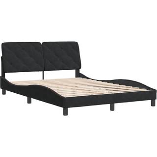 Sengeramme Med Hovedgærde Uden Madras Fløjl - Sort / 140 x 200 cm