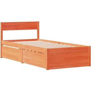 Seng Med Skuffer Og Madras Massivt Fyrretræ - Gyldenbrun / 90 x 200 cm