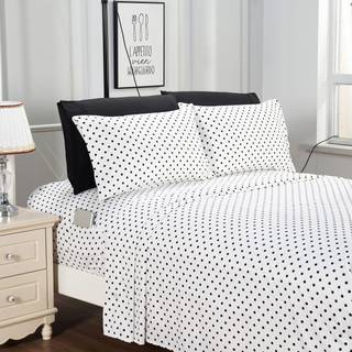 Elegant komfort Delilah Polkadot 6-delt sæt Fade & Wrinkle Resistant 1500 Premium Hotel Quality Microfiber Deep Pocket Fitted Sheet med smarte lo