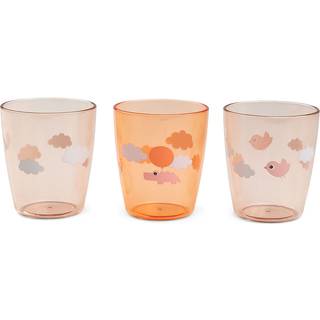 Done By Deer Yummy mini glas 3 stk. Happy clouds Papaya