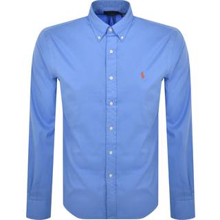 Polo Ralph Laurentil mænd. 710937993007 Custom Fit twill-skjorte blå (XXL), Casual, Bomuld, Lange ærmer
