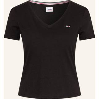 Tommy Hilfiger Slim fit logo v-hals dame t-shirt - Sort - Str. L - Modish.dk