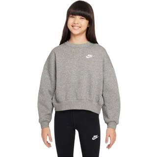 Nike Sportswear Club Fleece-sweatshirt med firkantet pasform og rund hals til piger - grå - XL
