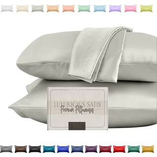 Elegant komfort silkeagtig og luksuriøs 2-delt satin pudebetræk sæt til sundere hud og hår skjult lynlås lukning og smukt pakket satin pillowcase