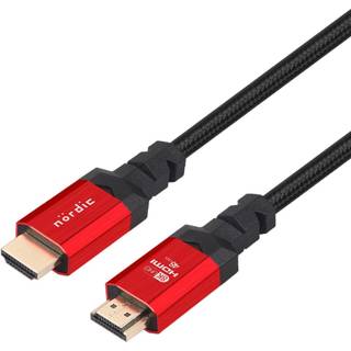 NÖRDIC CERTIFIED CABLES 1.5m HDMI 2.1 Ultra High Speed 8K 60Hz 4K 120Hz 48Gbps Dynamisk HDR Earc Game Mode VRS Dolby atmos nylon Flettet Forgyldt