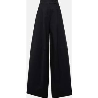 Max Mara Pleated cotton wide-leg pants - black - L-XL