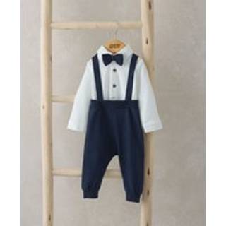 Mamas & Papas Mamas & Papas Blue Bow Tie Braces Bodysuit & Trousers Outfit Set