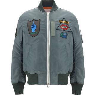Sacai x Mark Gonzales appliquÃ© twill bomber jacket - green - L