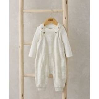 Mamas & Papas Mamas & Papas Teddy Bear Textured 100% Cotton Brown Dungaree & Bodysuit Set