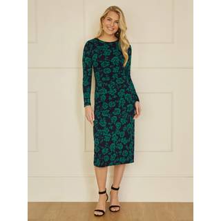 Yumi Blomster Monteret Mesh Midi Kjole Med LangærmetEU 36 (UK 8)