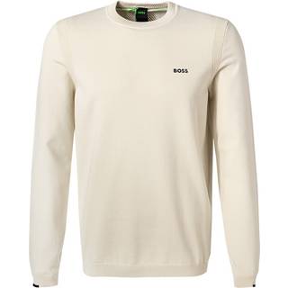 BOSS Green Herren Pullover weiß unifarben