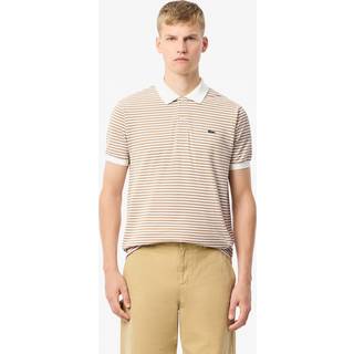 Lacoste Short Sleeved Stripe Polo T Shirt Beige