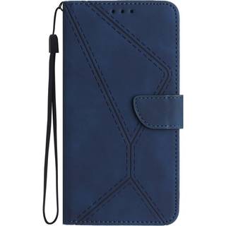 EIDERWOOD Samsung Galaxy S24 FE Mønstret Læder Flip Cover m. Pung & Strop - Blå