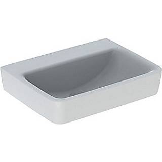Geberit Renova Plan håndvask med overløb asymmetrisk: Hvid / KeraTect, B=50cm, H=16.5cm, T=38cm, Hanehul=Uden, Overløb=Uden